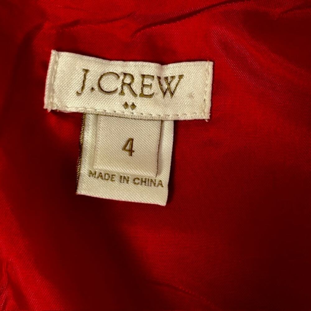 J Crew Red Shift Dress Size 4 Ruffle Hem 3/4 Sleeve Classic Mini - Picture 2 of 12